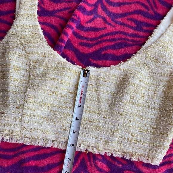 NBD tweed cream and gold crop top - Picture 3 of 10